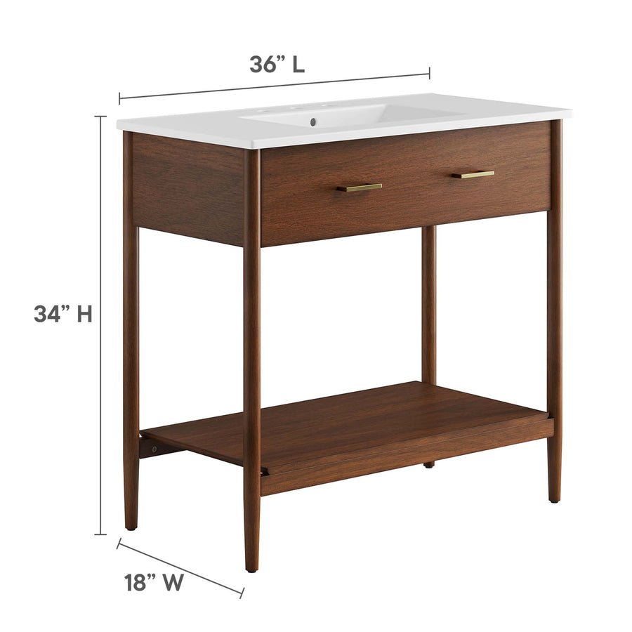 Quill 36" Bathroom Vanity in Walnut White