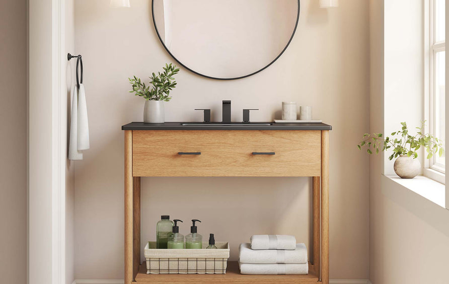 Quill 36" Bathroom Vanity in Natural Black