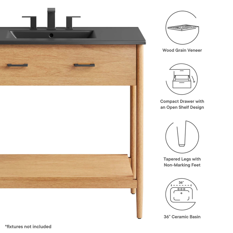 Quill 36" Bathroom Vanity in Natural Black