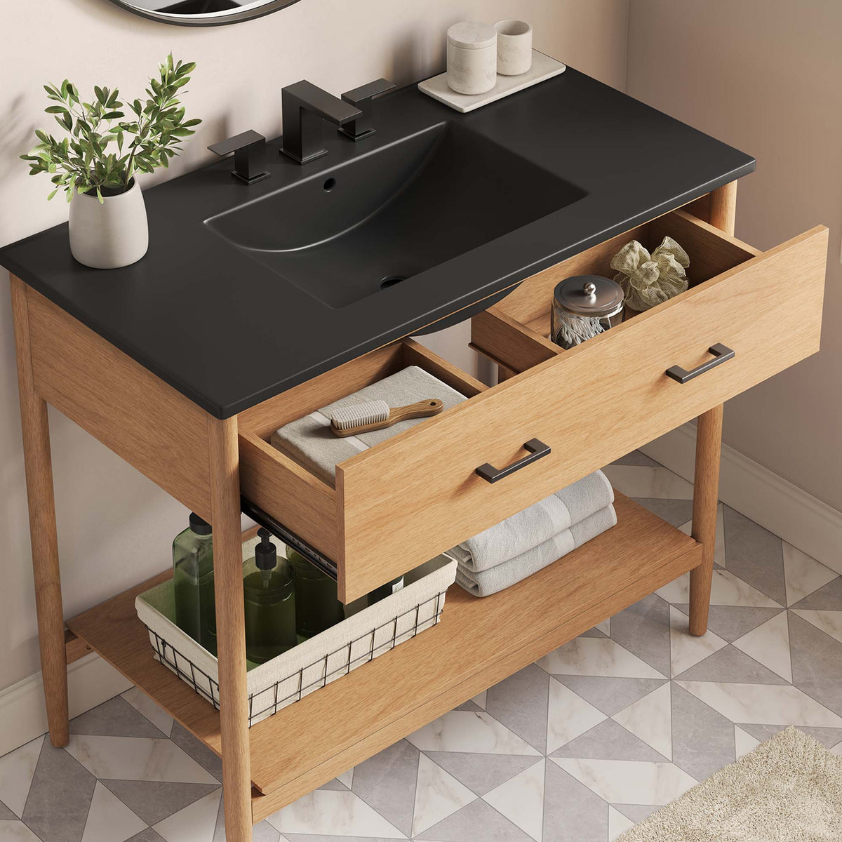 Zaire 36" Bathroom Vanity in Natural Black