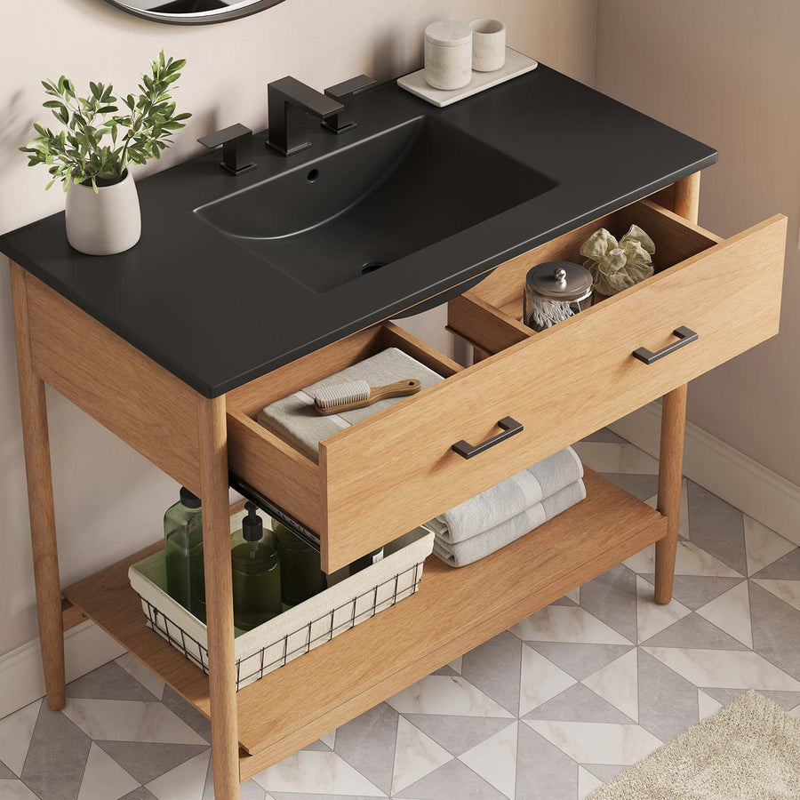 Quill 36" Bathroom Vanity in Natural Black