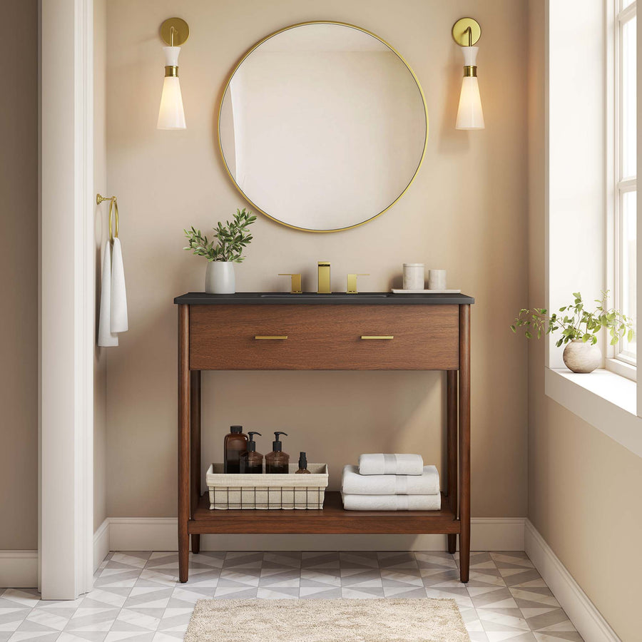 Quill 36" Bathroom Vanity in Walnut Black