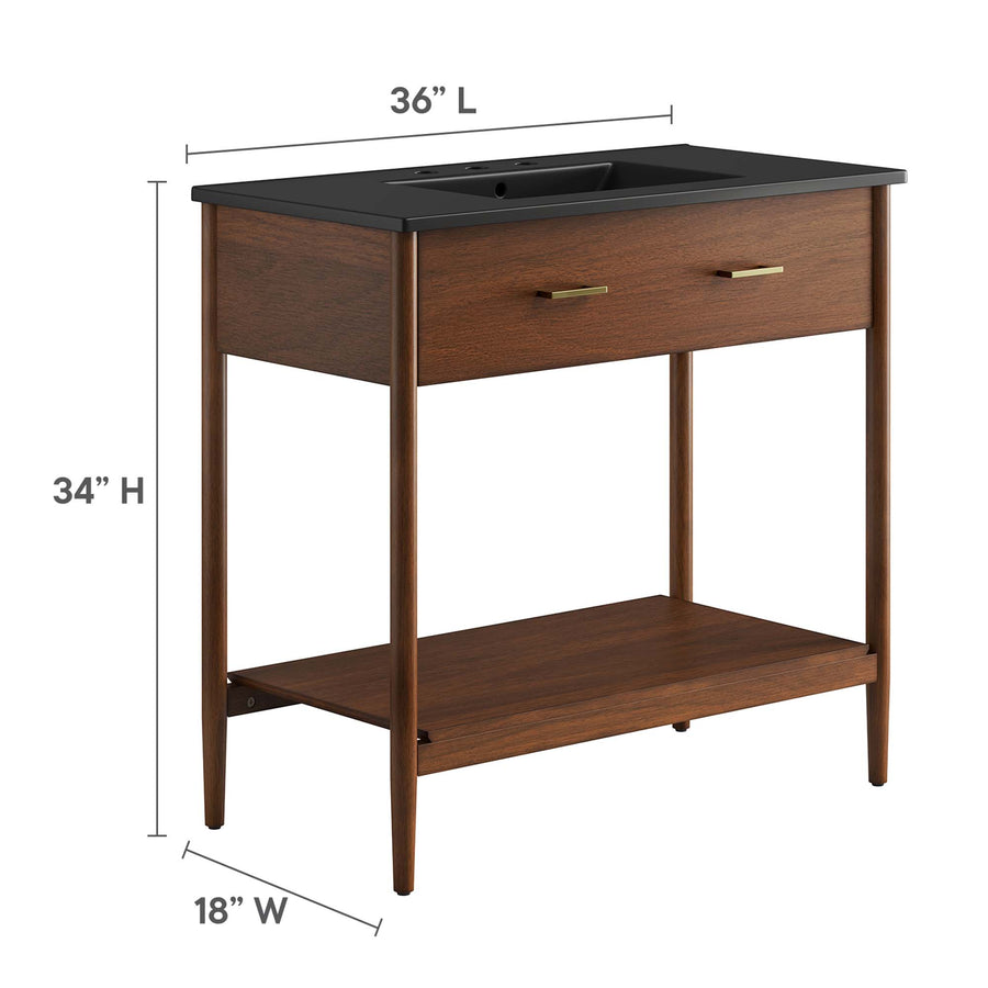 Quill 36" Bathroom Vanity in Walnut Black