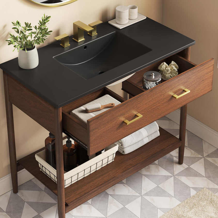 Quill 36" Bathroom Vanity in Walnut Black