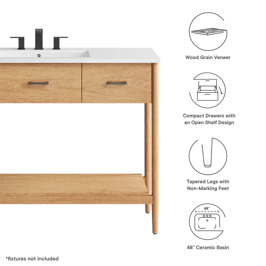 Quill 48" Single Sink Bathroom Vanity in Natural White