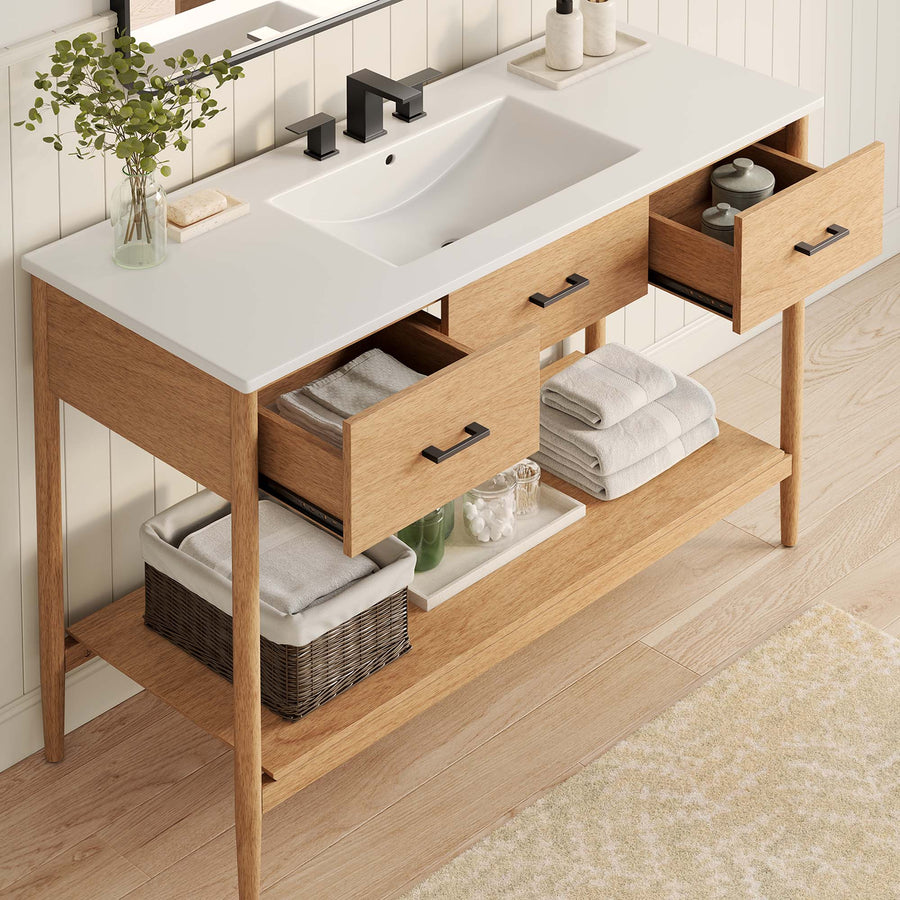 Quill 48" Single Sink Bathroom Vanity in Natural White