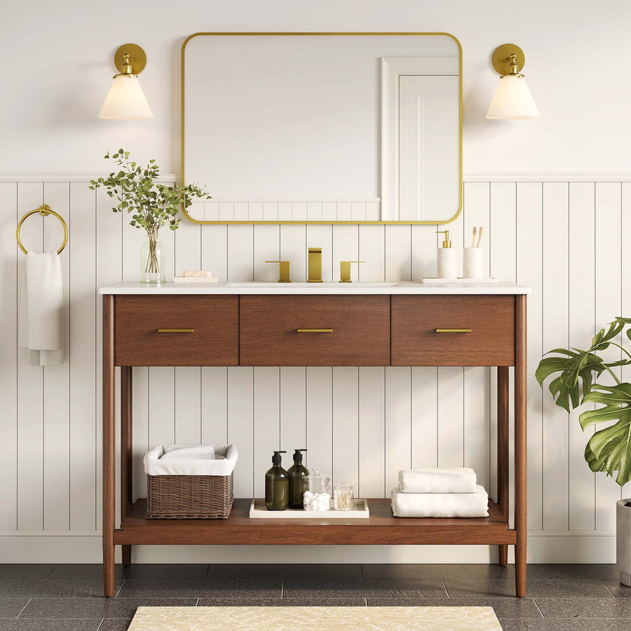Quill 48" Single Sink Bathroom Vanity in Walnut White