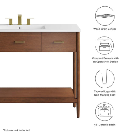 Zaire 48" Single Sink Bathroom Vanity in Walnut White