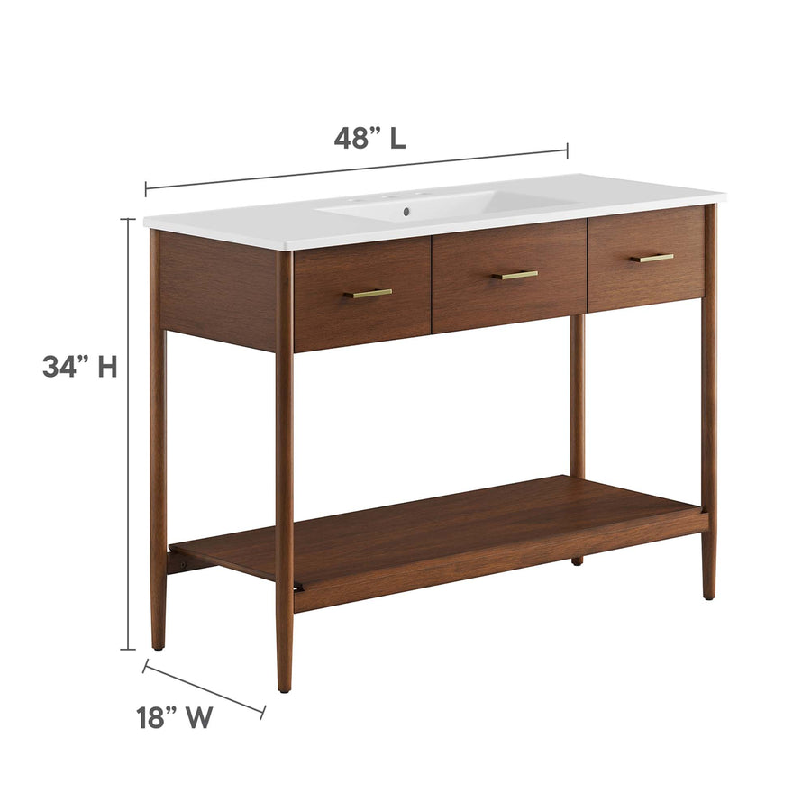 Quill 48" Single Sink Bathroom Vanity in Walnut White