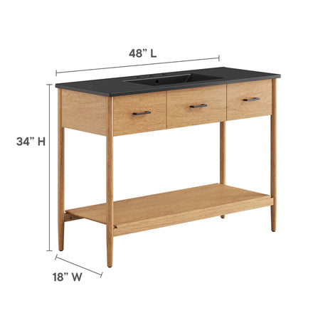 Zaire 48" Single Sink Bathroom Vanity in Natural Black