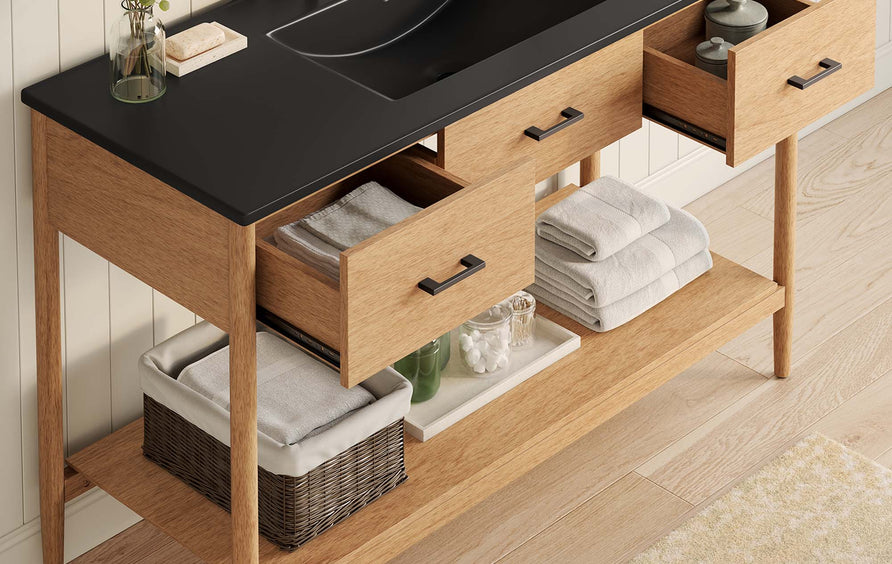 Quill 48" Single Sink Bathroom Vanity in Natural Black