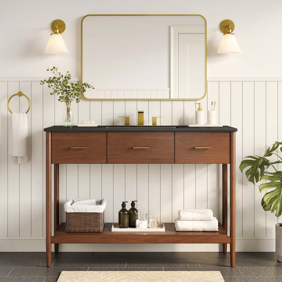 Quill 48" Single Sink Bathroom Vanity in Walnut Black