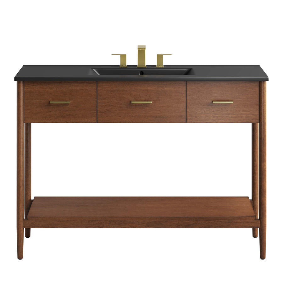 Quill 48" Single Sink Bathroom Vanity in Walnut Black