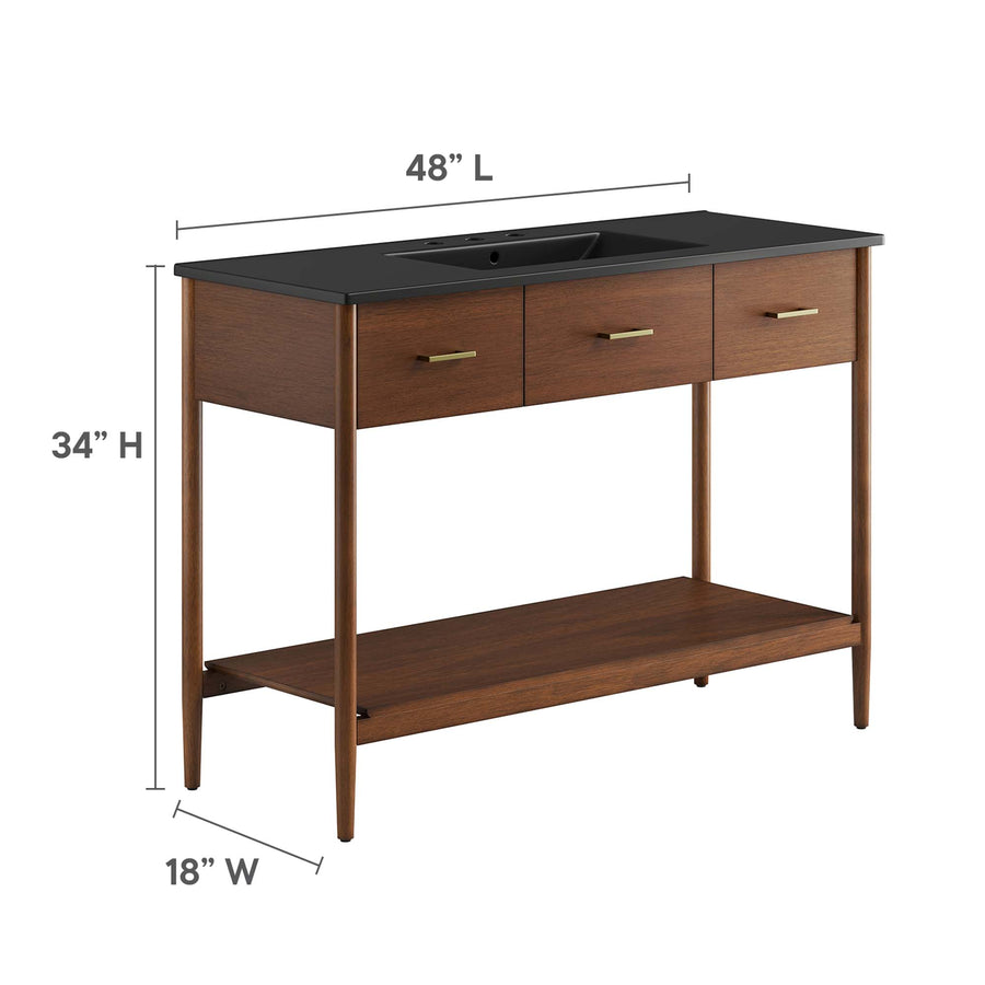 Quill 48" Single Sink Bathroom Vanity in Walnut Black