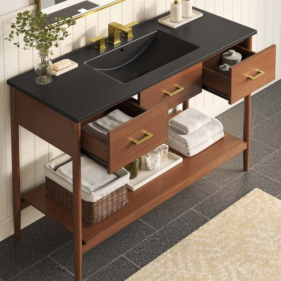 Quill 48" Single Sink Bathroom Vanity in Walnut Black