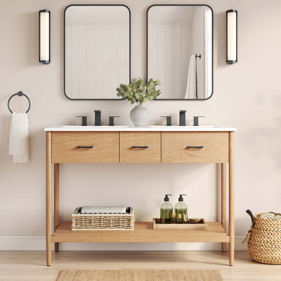 Quill 48" Double Sink Bathroom Vanity in Natural White