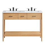 Quill 48" Double Sink Bathroom Vanity in Natural White