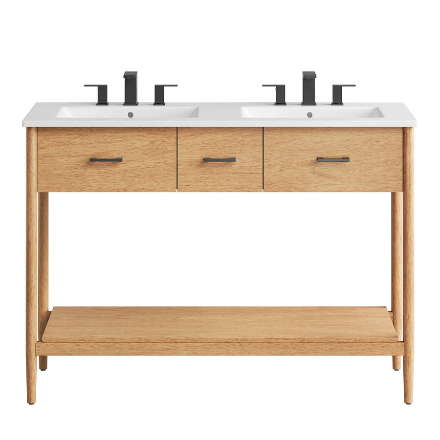Quill 48" Double Sink Bathroom Vanity in Natural White
