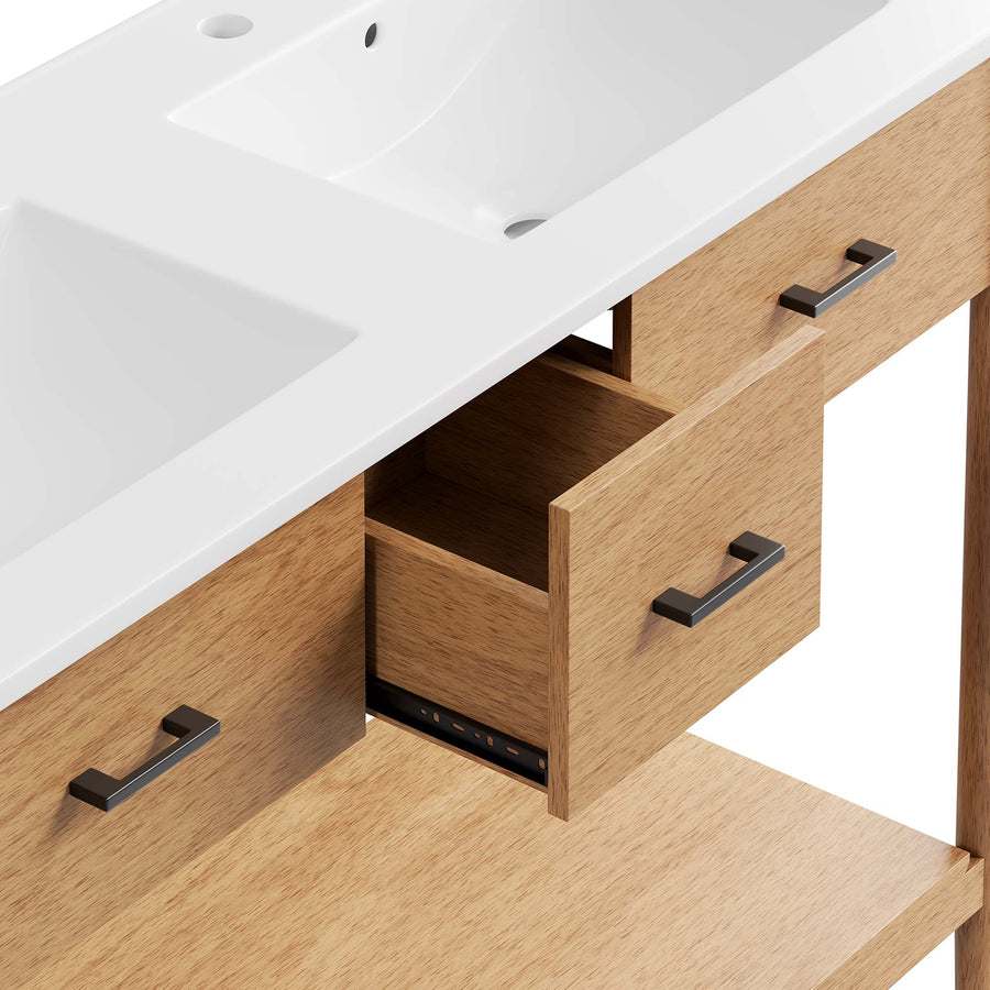 Quill 48" Double Sink Bathroom Vanity in Natural White
