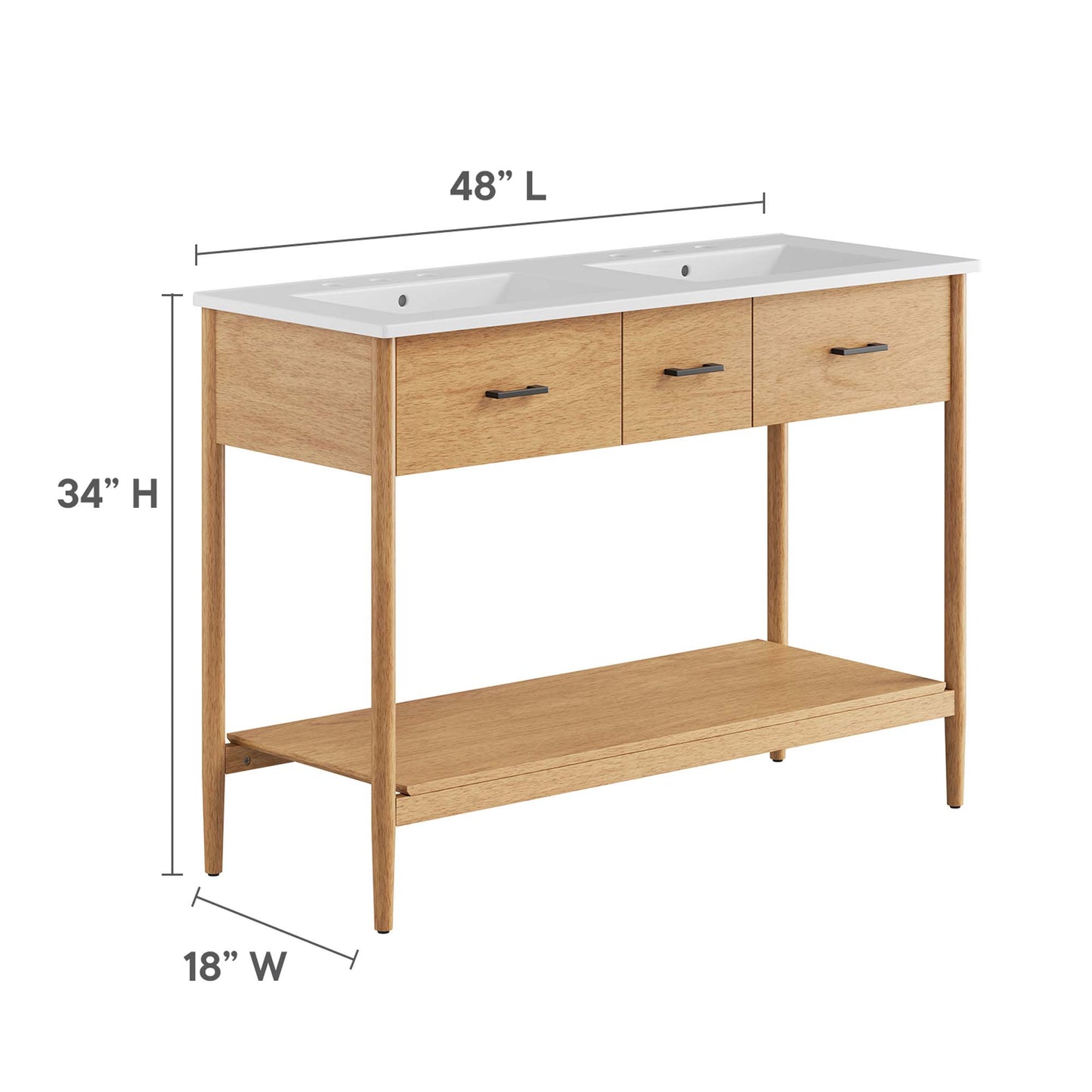 Zaire 48" Double Sink Bathroom Vanity by Furniture For America