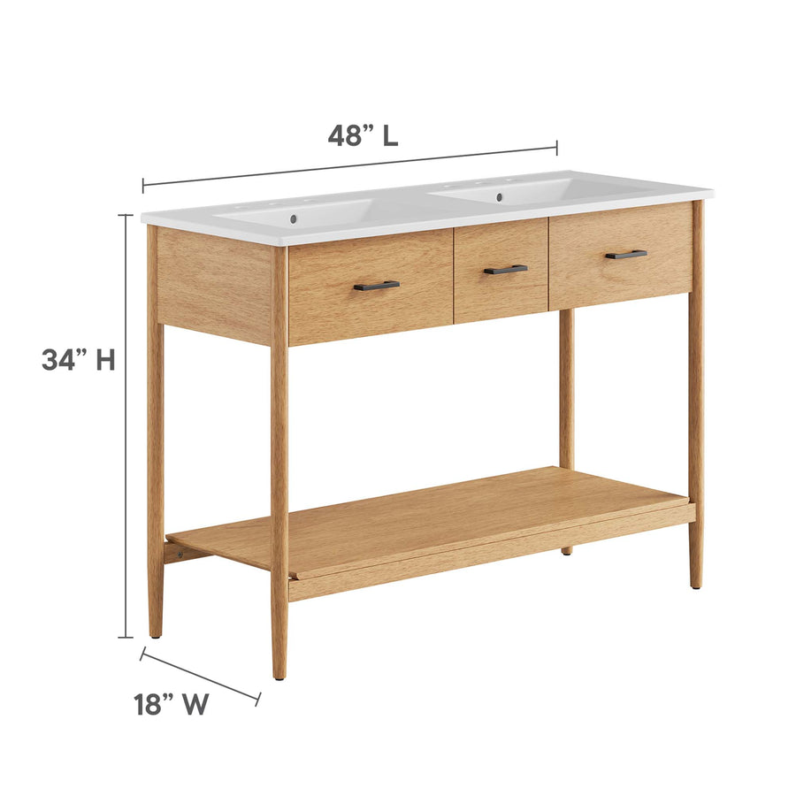 Quill 48" Double Sink Bathroom Vanity in Natural White