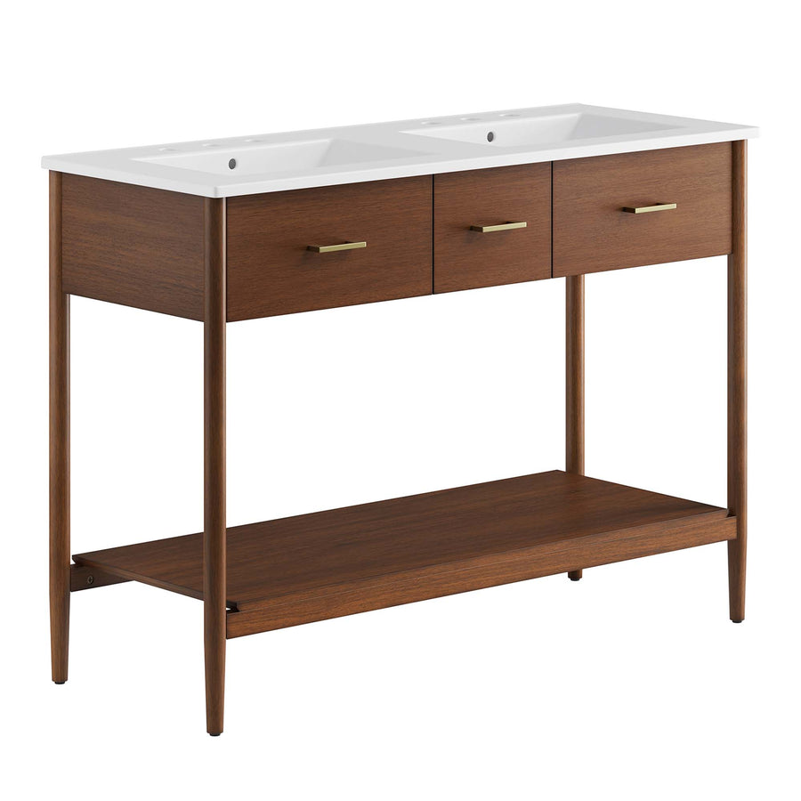 Quill 48" Double Sink Bathroom Vanity in Walnut White