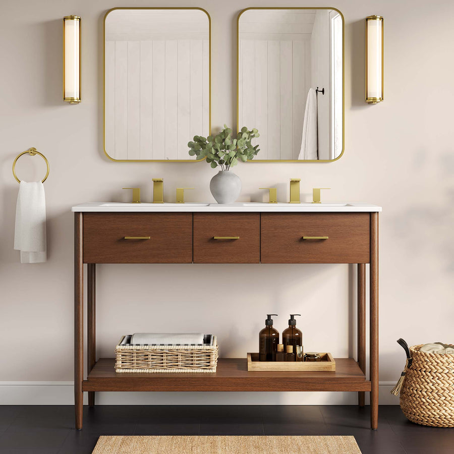 Quill 48" Double Sink Bathroom Vanity in Walnut White