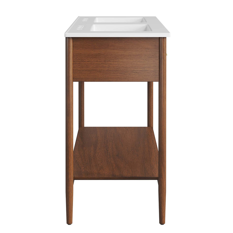 Quill 48" Double Sink Bathroom Vanity in Walnut White