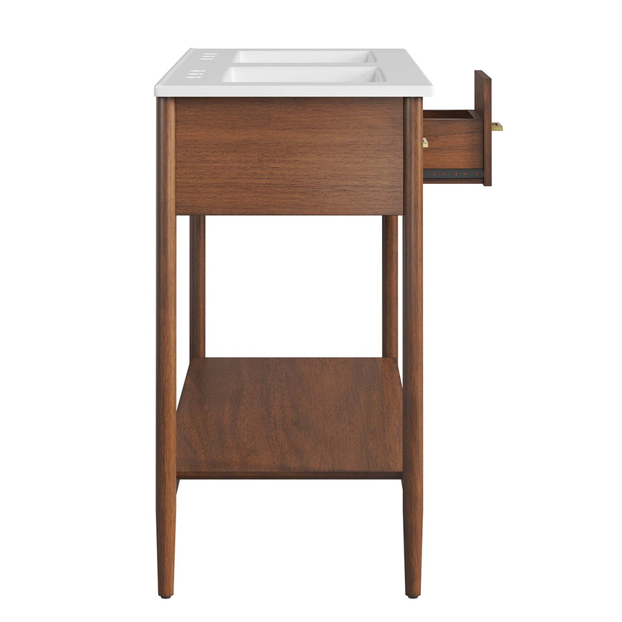 Quill 48" Double Sink Bathroom Vanity in Walnut White