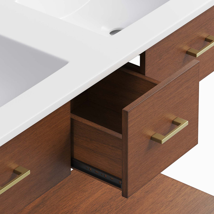 Quill 48" Double Sink Bathroom Vanity in Walnut White