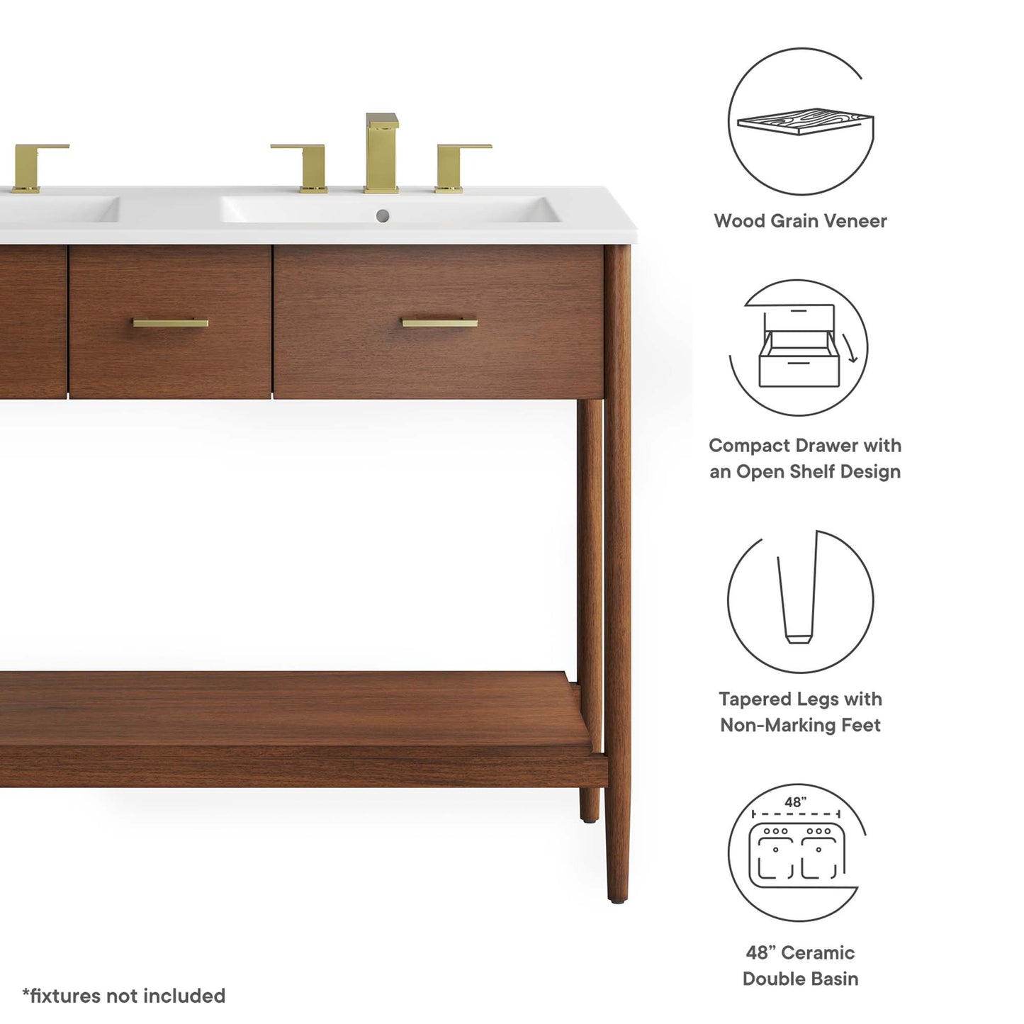 Zaire 48" Double Sink Bathroom Vanity by Furniture For America