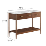 Quill 48" Double Sink Bathroom Vanity in Walnut White