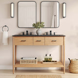 Quill 48" Double Sink Bathroom Vanity in Natural Black