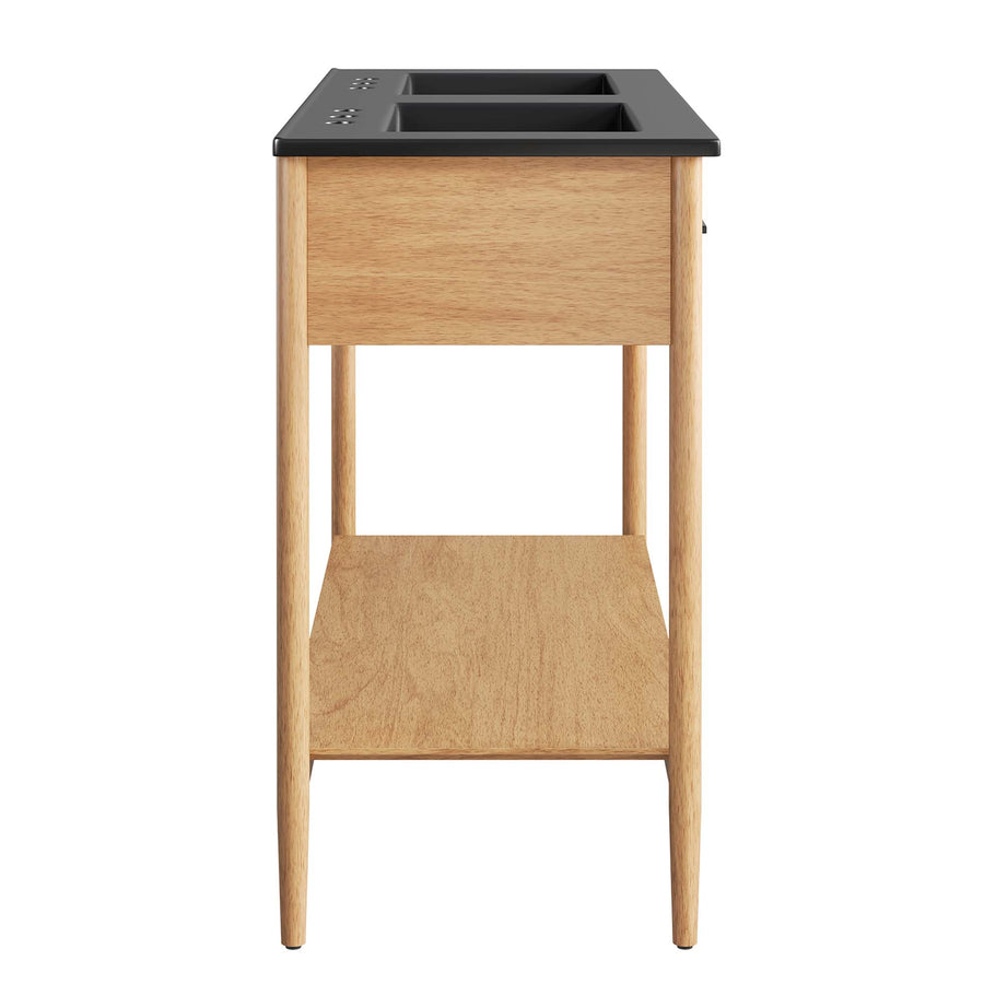 Quill 48" Double Sink Bathroom Vanity in Natural Black