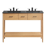 Quill 48" Double Sink Bathroom Vanity in Natural Black