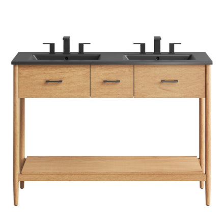 Zaire 48" Double Sink Bathroom Vanity in Natural Black