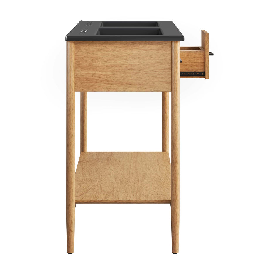 Quill 48" Double Sink Bathroom Vanity in Natural Black