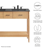 Quill 48" Double Sink Bathroom Vanity in Natural Black