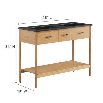 Zaire 48" Double Sink Bathroom Vanity in Natural Black