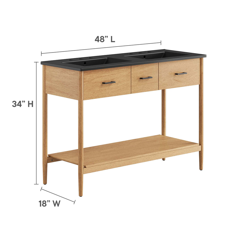 Quill 48" Double Sink Bathroom Vanity in Natural Black