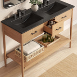 Quill 48" Double Sink Bathroom Vanity in Natural Black