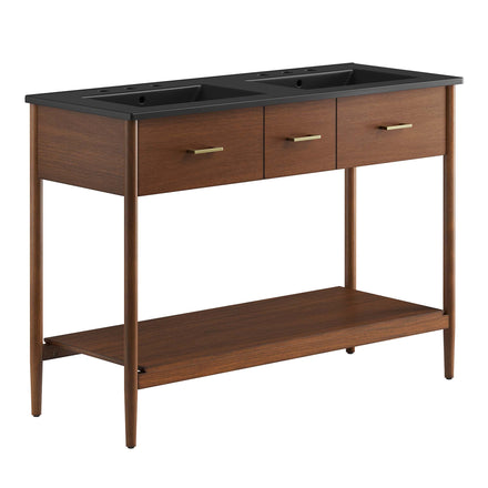 Zaire 48" Double Sink Bathroom Vanity in Walnut Black