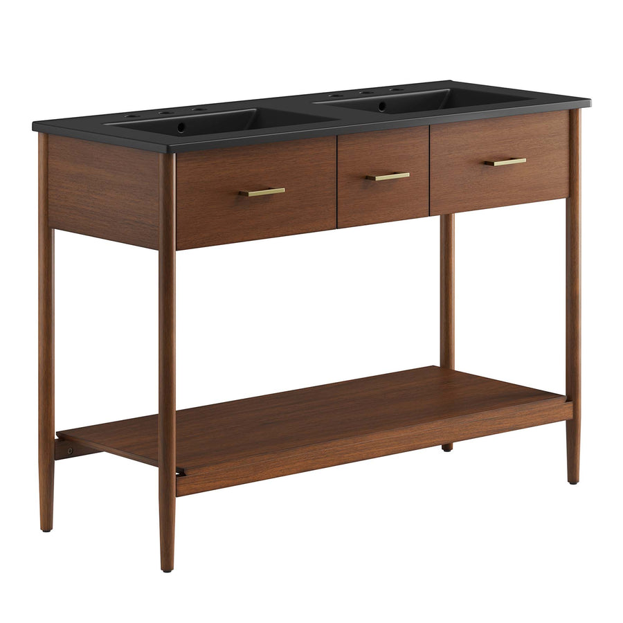 Quill 48" Double Sink Bathroom Vanity in Walnut Black