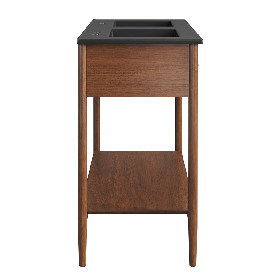 Quill 48" Double Sink Bathroom Vanity in Walnut Black