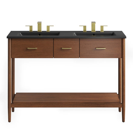 Zaire 48" Double Sink Bathroom Vanity in Walnut Black