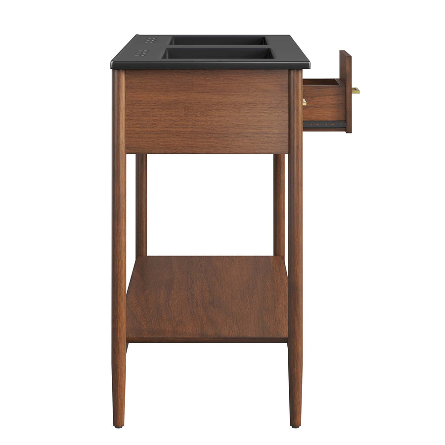 Quill 48" Double Sink Bathroom Vanity in Walnut Black