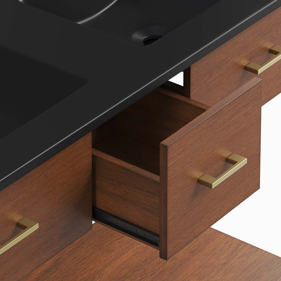 Quill 48" Double Sink Bathroom Vanity in Walnut Black