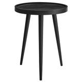 Seren Round Wood Side Table in Black