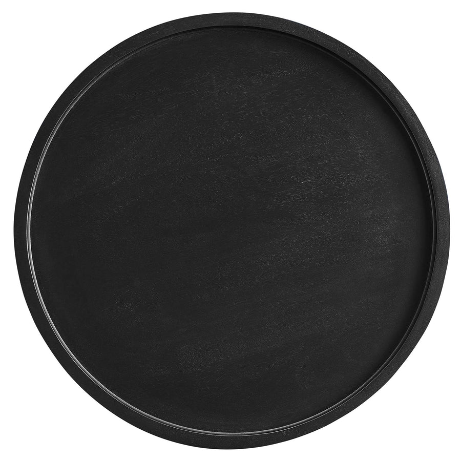 Seren Round Wood Side Table in Black