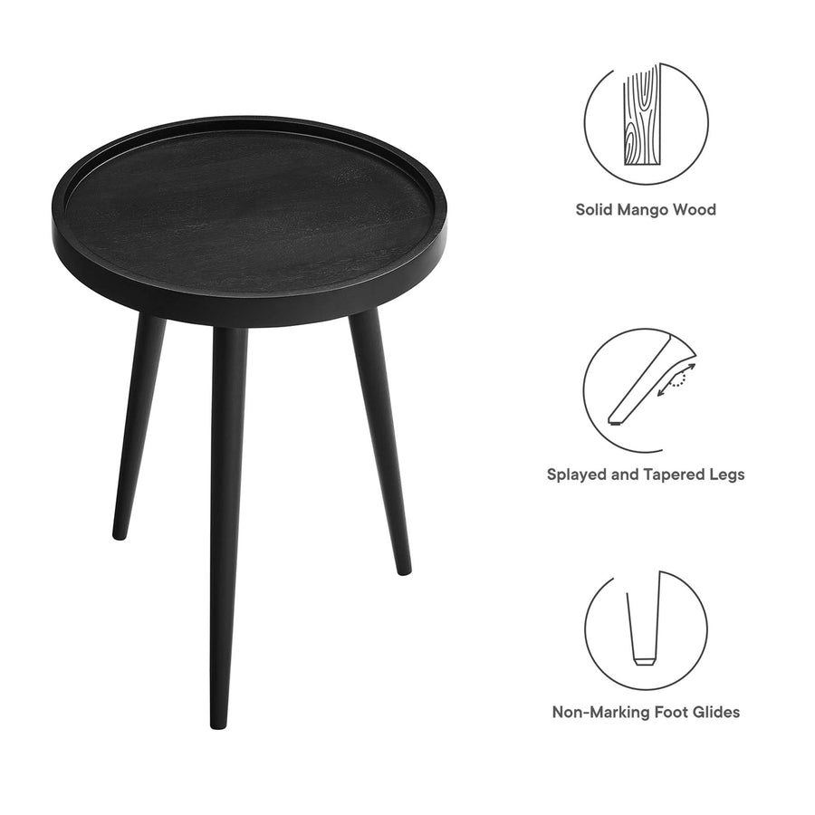 Seren Round Wood Side Table in Black